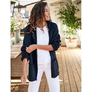 Frank & Eileen 'Barbara' The Lab Navy Blue Cotton Open Front Cardigan Size M